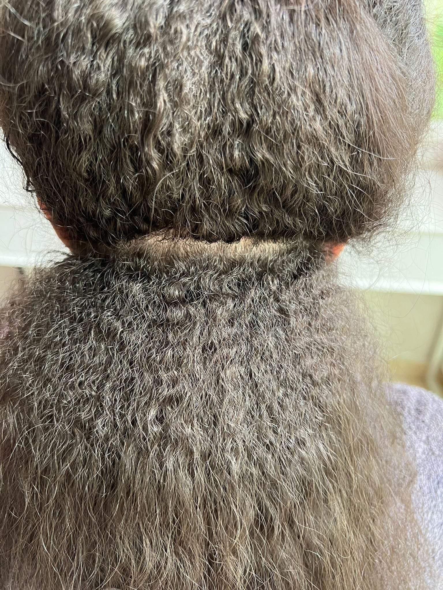 Avant lissage brésilien — cheveux épais avec volume et frisottis